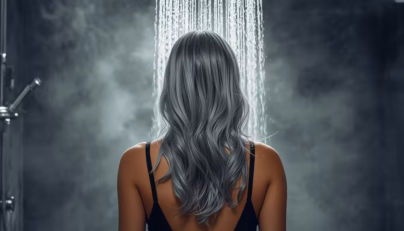 Filtered showerhead preventing hard water mineral buildup on gray hair