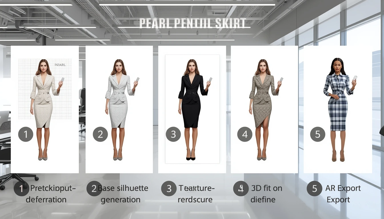 Step-by-step generative AI garment mockups process from prompt to AR export