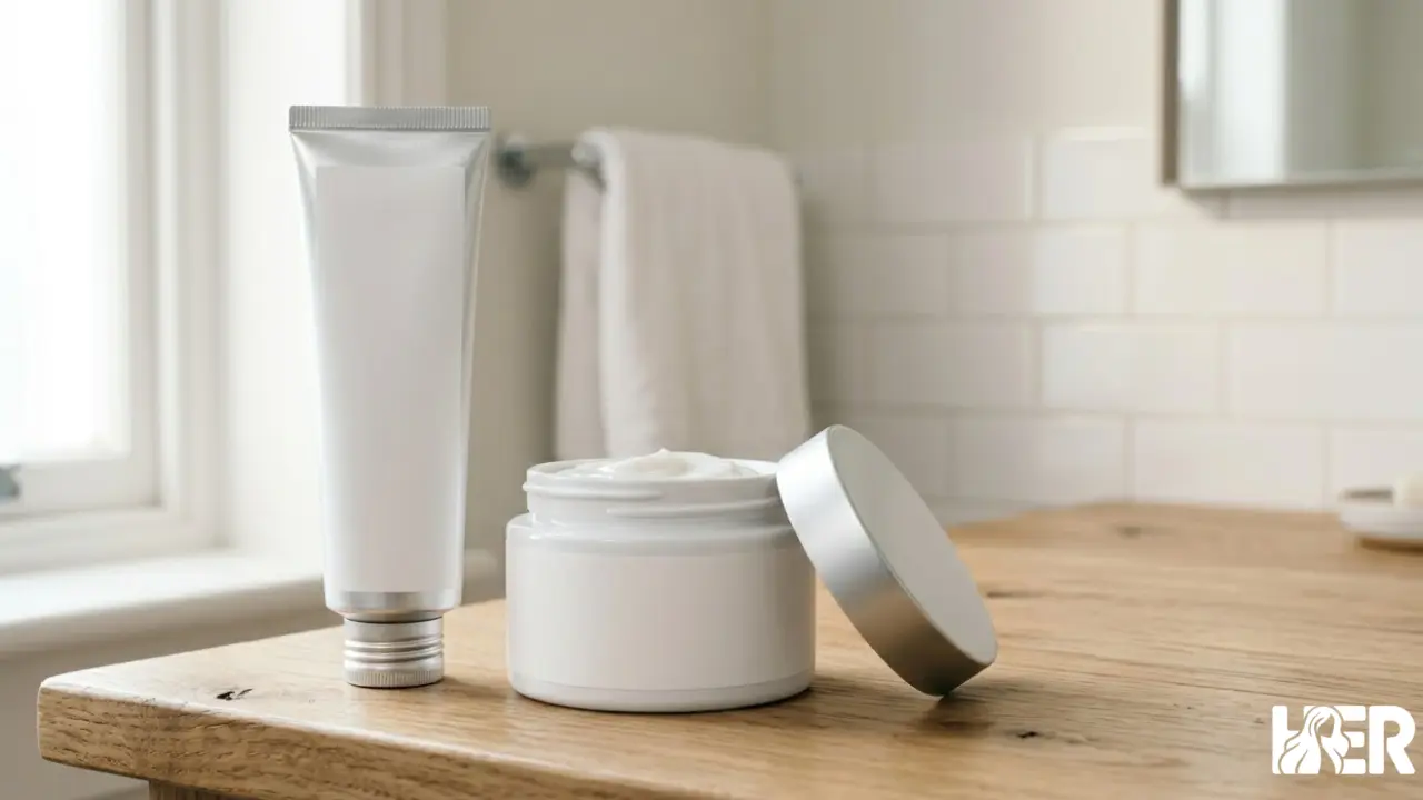 Best antiaging cream for men with retinol and ceramides on a simple wooden surface