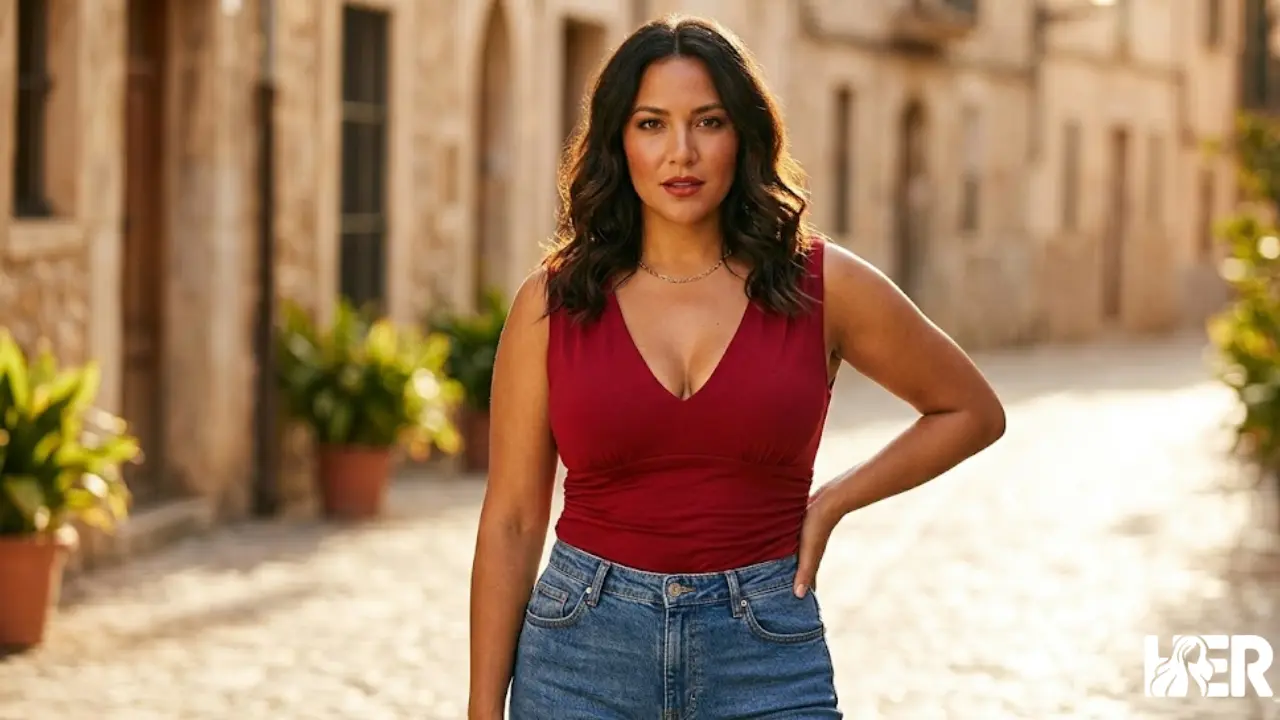 vneck-large-bust-model