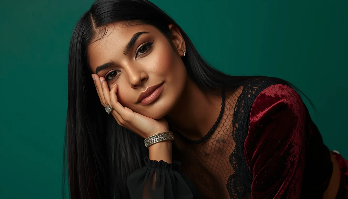 Woman in velvet goth luxury style outfit inspiration