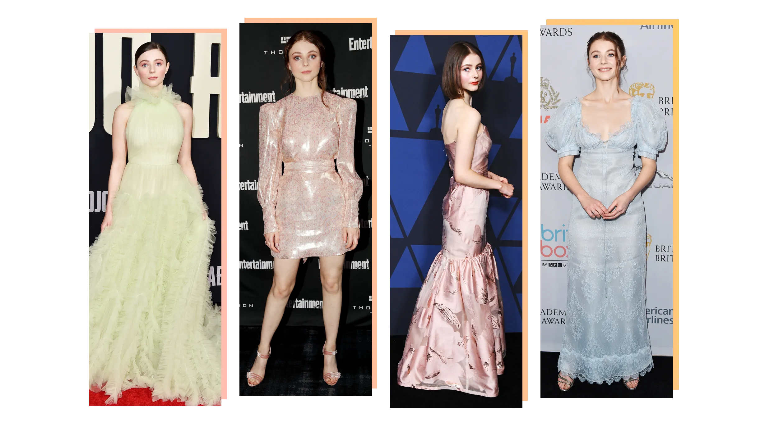 Thomasin McKenzie Brock Collection pale blue gown Britannia Awards 2019