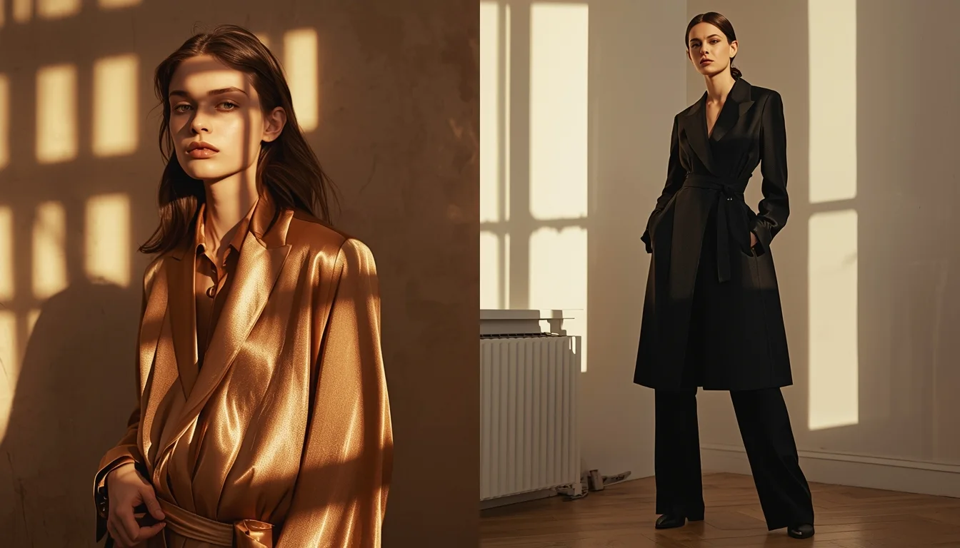 Side-by-side example of hard directional lighting for boudoir vs. diffused natural lighting for lounge photography.