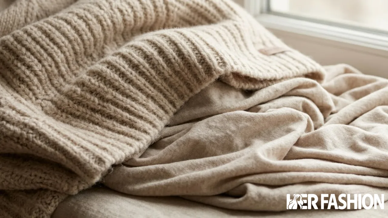 Close-up of the effortless drape and soft-touch texture of modal and cashmere lounge fabric.